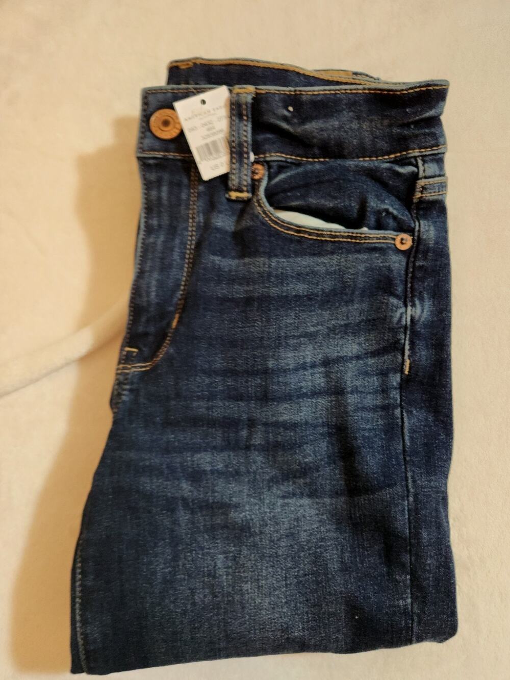 American Eagle NWT Hi-Rise Skinny Jeans Womens 0T 0 Tall Long Blue Whiskers Y2k